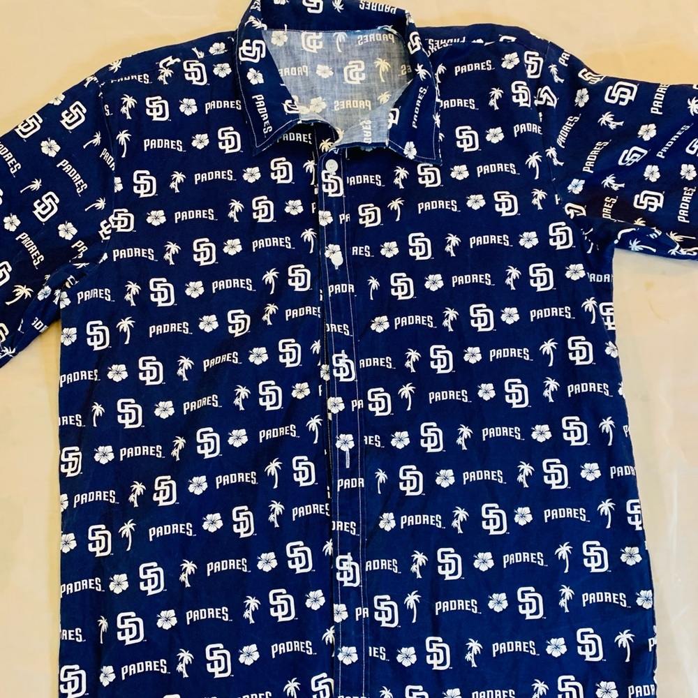 San Diego Padres Men Collared Hawaiian Shirt L